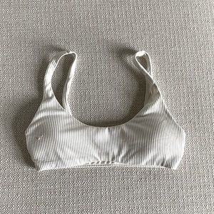 Express white ribbed bralette bikini top small